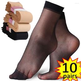 Women Socks 20pcs Women's Ankle Sock Summer Thin Transparent Elastic Nylon Stockings Breathable Casual Lightweight Soft Silky Slipper