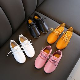 Sneakers 2023 Nice Toddler Little Girl Leather Shoes Formal Boys School Student Lace Up Evening Party Dresses for Kids Baby D02153 230613