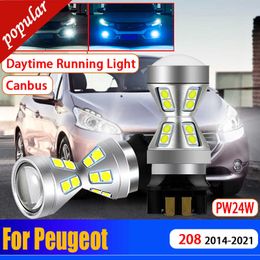 New 2Pcs Car Canbus No Error PW24W PWY24W Front Turn Signal Day Lights Daytime Running Light LED Bulb For Peugeot 208 2014 2015-2021