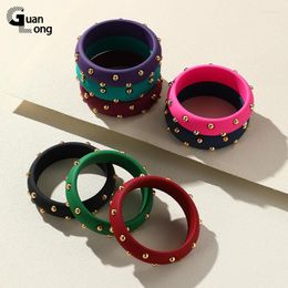Bangle GuanLong Vintage Resin Crystal Bangles For Women Korean Geometric Round Cuff Bracelets Charms Trendy Gold Colour Jewellery