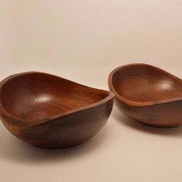 Bowls Irregular Manual Solid Wood Wooden Bowl Basin Fruit Plate Candy Tableware Kitchen Home Daily Practical Korean