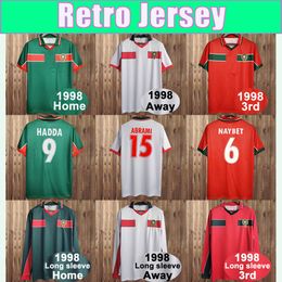 1998 Morocco Retro Mens Soccer Jerseys National Team BASSIR HADJI ABRAMI NEQROUZ OUAKILI Home Away 3rd Football Shirts Uniforms
