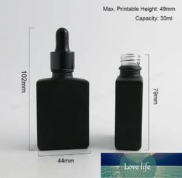 Top Empty Frost Black Square Flat Glass Bottles With Aluminium Dropper 1oz Glass Dropper Container 12 x 30ml