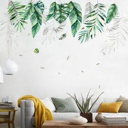 Tropical Vegetation Large Leaves Wall Sticker Wallpaper Living Room Sofa Background Mural Home Decoration Art Removable Decals