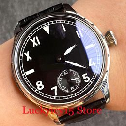 Wristwatches 44MM 17 Jewels 6498 Movement Mechanical Hand Winding Wristwatch Grey Dial Sterile Hollow Men Watch