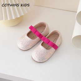 Sneakers Girls Princess Shoes 2023 Spring Toddler Flats Fashion Mary Jane Dress Dance Baby Kids Ballet Brand Glitter Bowtie Soft Sole 230613
