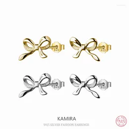 Stud Earrings KAMIRA 925 Sterling Silver Bow Piercing For Women Korean Fashion Gentle Wedding Banquet Sweet Exquisite Jewellery Earring