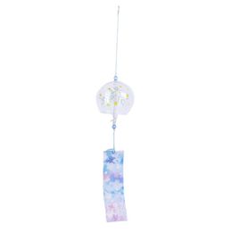 Garden Decorations Sakura Cherry Blossom Pattern Style Glass Wind Chimes Hanging Craft Wind Bell Home Decor