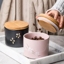 Storage Bottles Japanese Ceramic Sealed Can Tea Caddy With Lid Household Food Container Seasoning Box Spice Jar Kitchen Coffee Tank