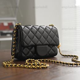 10a Ayna Kalite Tasarımcıları Mini Kare İnci Ezik Çantalar Kadın Dikdörtgen Flep Altın Top Çanta Lüks Siyah Kuzu Direktörü Kapitone Çanta Crossbody Omuz Kayış Kutusu Çanta