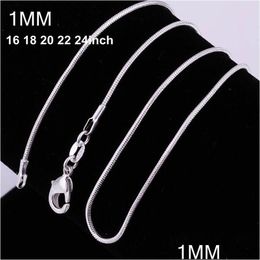 Chains 1Mm 925 Sterling Sier Smooth Snake Women Necklaces Jewellery Chain Size 16 18 20 22 24 26 28 30 Inch Wholesale Drop Delivery Pen Dhiju