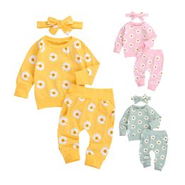 Clothing Sets Citgeett Spring Fall Autumn Infant Baby Girls 3Pcs Set Long Sleeve Lovely Print TopLong PantsHeadband Toddler Outfits 230613