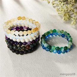 Bracelets Fashion Natural Simple Adjustable Beaded Round Stretch Bangles Unisex R230614