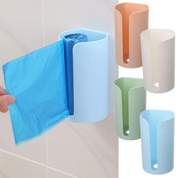 Storage Boxes Bins Wall Hanging NailFree Plastic Garbage Bag Holder Mounted Trash Box Cotton Pad Container For Home Kitchen Bathroom 230613