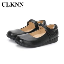 Sneakers ULKNN Girls Shoes Black and White Children Show Out Spring Autumn Flats Princess Dress Kids School Single 230613