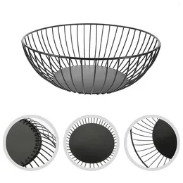 Bowls Strawberry Basket Black Fruit Washing Bowl Round Wire Wrought Iron Baskets Kitchen