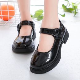 Sneakers Girls Leather Shoes for Wedding Party Black White School Children Dress Princess Sweet Kids Mary Janes Classic 26 36 230613