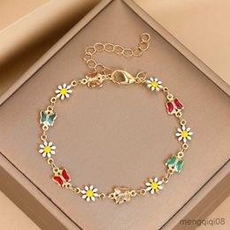 Bracelets Colorful Butterfly Bracelet for Women Evil Eyes Adjustable Chain Beach Jewelry R230614