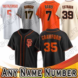 5 Mike Yastrzemski Baseball Jersey 35 Brandon Crawford Jakob Junis 7 Davis 17 Mitch Haniger Giants Thairo Estrada Camilo Doval Logan Webb Taylor Rogers Conforto