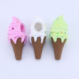 Wholesale Mini Glass Bowl Smoking Pipes Smoking Accessories Ice Cream Cone Pipe Glass Oil Burner Silicone Hand Pipes