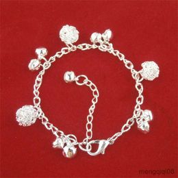 Bracelets Cross-Border Lovely Bell Silver Color Bracelet Women's Fashion Luck Turn Bead Double-deck Style R230804