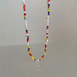 Choker Minar 2023 Summer Multicolor Acrylic Beads Strand Beaded Necklaces For Women Necklace Statement Beach Holiday Jewelry