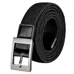 Belts Drizzte Men Plus Size Belt 120cm To 180cm Black Elastic Stretch Braided 43-71inch Big And Tall