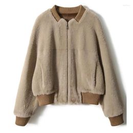 Women's Fur 2023 Winter Women Fashion Modern Style Loose Thin Stand-up Collar Dolman Sleeve Imitation Coat Female Short Thermal Top