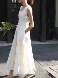 Casual Dresses Spring Summer Women Vintage Inspired Romantic Cotton Maxi Sleeveless Tank