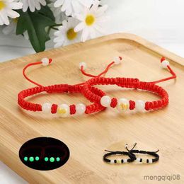 Bracelets Chinese Style Zodiac Constellation Bracelet Unisex Handmade Braided Red String Lucky Luminous Adjustable Gifts R230614