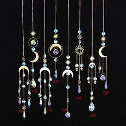 Garden Decorations Crystal Sun Catchers Sun And Moon Home Window Hanging Ornament Hanging Crystal Prisms Light Garden Decoration