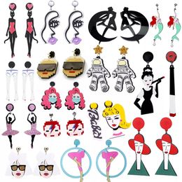 Charm Women Earrings Acrylic Fashion Eardrop Party Hip Hop Beautif Girls Cute Sweet Bar Funny Dangle Cartoon Mermaid Drop Delivery Smteo