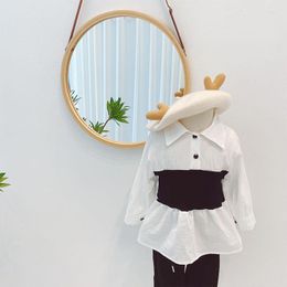 Jackets Girls Shirt 2023 Spring Dress Children's Waist Shows Slim Baby Korean Long Sleeve Fashion Kids Clothes