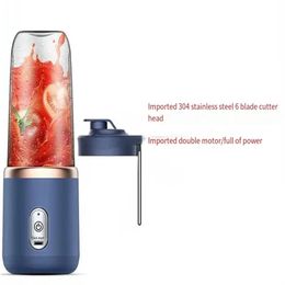 1pc/400ml, Portable Charging Small Juicer, Household Multifunctional Juicer Juicer Cup, Six-leaf Sawtooth Steel Knife, Super Long Battery Life, Small Appliance