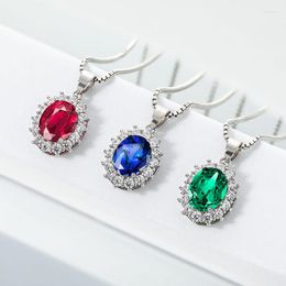 Pendant Necklaces Astuyo Wish Classic Necklace For Women Girls Zirconia Ruby Sapphire Emerald Coloured Emale Jewellery Present Gift