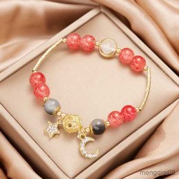 Bracelets Exquisite Pink For Women Cute Bracelet Metal Chain Beads Sister Girlfriend Gift R230614