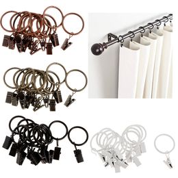 Curtain Poles 12 Pieces Ring Hook with Clips Strong Iron Decorative Drapery Window Clip Rustproof Vintage 230613