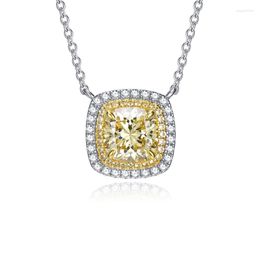 Chains 2023 Yellow Diamond 8 Fat Square High Carbon Electric Divided Gold Necklace Luxury Micro Set Pendant For Women