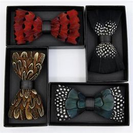 finest bow tie feathers PU bow ties butterfly new neckwear evening party wedding cosplay show accessories adjustable belt5677468224D