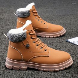 Boots Winter Snow For Men Plus Velvet Thick Casual High Top Round Toe Warm Cotton Outdoor Non-slip Male Ankle