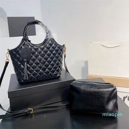 2023-Fashion Tote Bag Mini Women's Bag Plaid Design Metal Casual Shoulder Bag