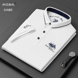 Mens Polos Korean Embroidered Polo Shirt Luxury Top Summer Casual Lapel Short Sleeve Tshirt Antiwrinkle Tee Shirts 230614