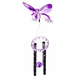 Garden Decorations Creative Crystal Butterfly Mobile Wind Chime Bell Garden Ornament Gift Yard Garden Living Hanging Decor Art Home Decoration