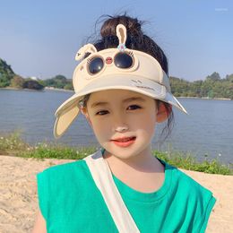 Hats Cute Sun Visor For Girl 3-10 Y UV Protection Wide Brim Panama Children Empty Top Hat Beach Travel Sunscreen Kids