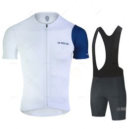 Cycling Jersey Sets Go Rigo White Set Clothing Team Kit Men Short Sleeve MTB Clothes Bike Uniforme Ropa Ciclismo Hombre 230614