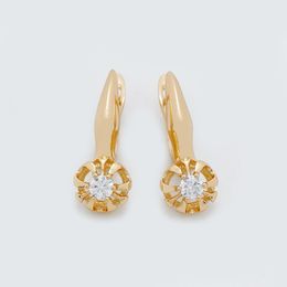 Dangle Earrings Full Love White Round Natural Zircon Wedding Party Gift Fashion Jewellery Women 585 Rose Gold 18 K Filled Spherical