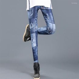 Women's Leggings VIIANLES Woman Jeggings Ladies Trousers Women Imitation Cowboy Jeans Slim Skinny Fitness Leggins