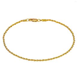 Anklets Gold Color/White Color 2mm Rope Link Chain Flat Anklet 9 10 11 Inches Ankle Bracelet For Women Men Waterproof