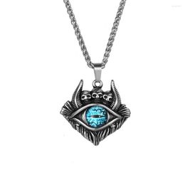 Pendant Necklaces Euramerican Demon Messenger Titanium Steel Personality Blue Eye Skeleton Men's Rock Necklace Chainless Bicycle