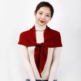 Scarves Women 160x40cm Triangle Scarf Shawl Wool Neck Warmer Solid Colour Multipurpose Cowl Pashmina Female Soft Spring Knit Accessories